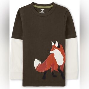 Gymboree Boys Long Sleeve Embroidered Fox Layered Top